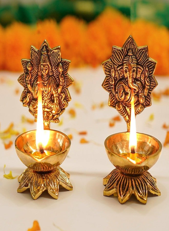 Behoma 100% Pure Brass Lakshmi Ganesh Diya for Puja | Laxmi Ganesh Samridhi Diya for Pooja Room, Tample, Mandir, Office, Diya for Home Decoration - Image 1